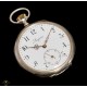 Antiguo reloj de bolsillo Longines de origen suizo y funcionando de los años 1900.