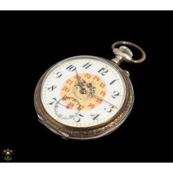 Antiguo reloj de bolsillo de cuerda manual funcionando origen Suizo