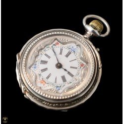 Antiguo reloj de bolsillo de cuerda manual funcionando origen frances